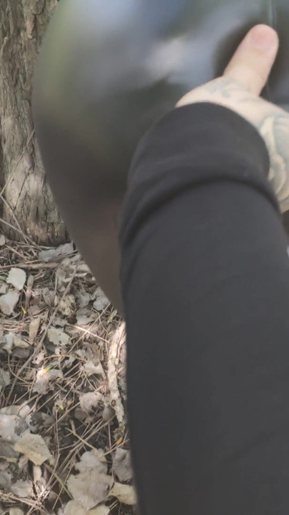 girl in leather sucks dick in the park | Clip 1