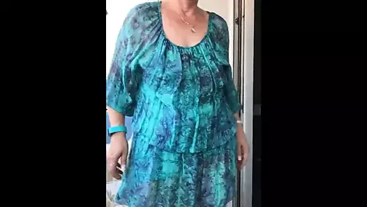 Horny granny shows tits and ass