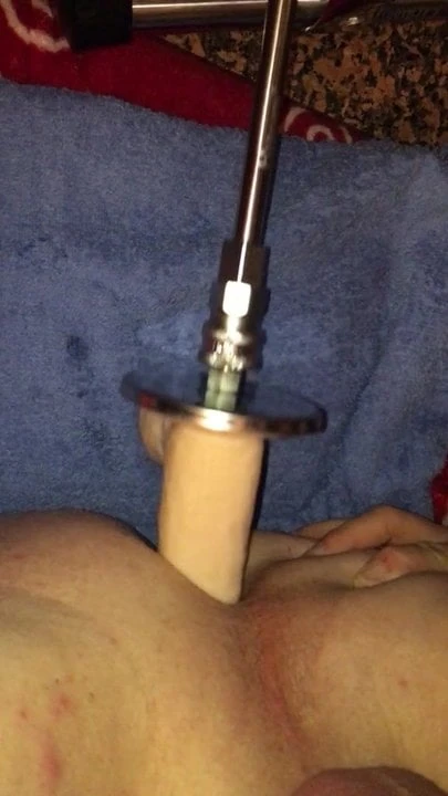 Locked sissy getting fucked by machine