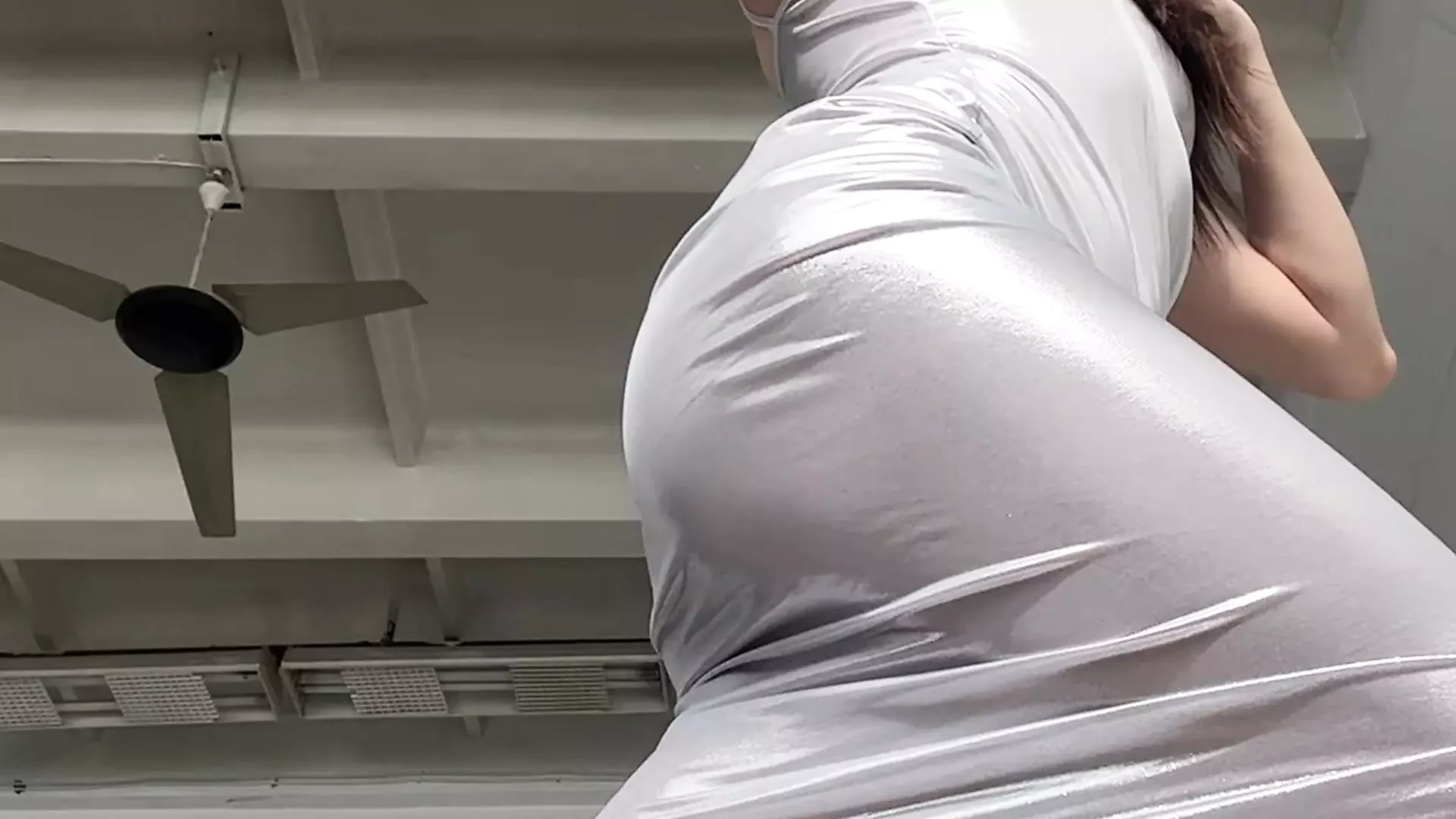 sexy yoga in tight transparent dress