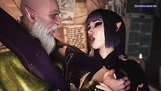 Zierliche elfe muss ihrem meister gehorchen, damit sie hardcore-sex hat - realistische 3D-animation