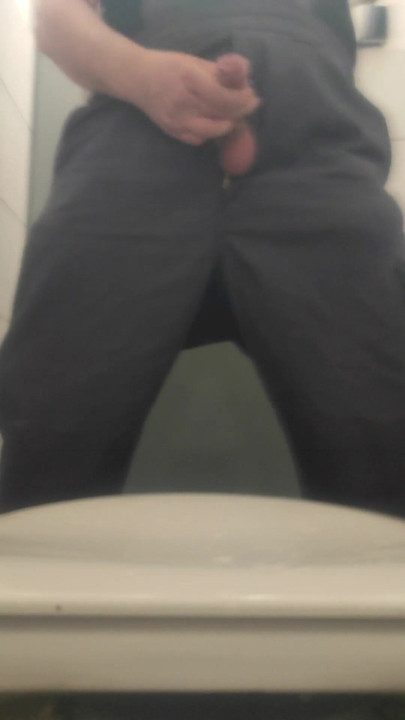 Piss and cum many times in puplic toilet at ma workstation | Clip 1