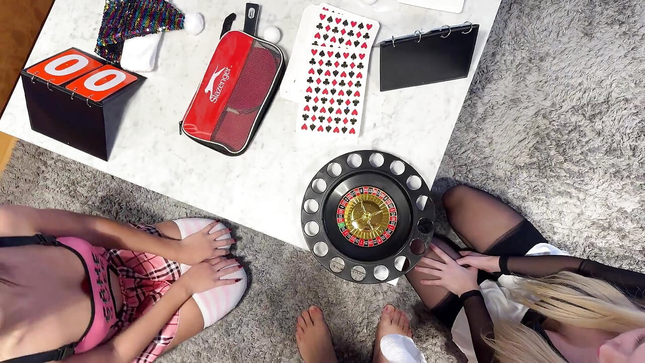 Two Girls One Guy Many Presents and a Mini Roulette Game with CFNM Handjob Challenge