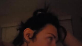 Sexy milf deep throats rock hard cock until she gets load of cum to swallow