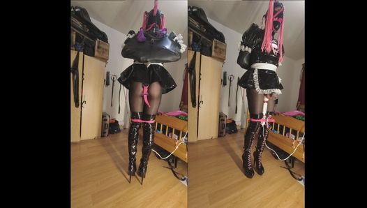 Stachelige keuschheitskäfig-qual - Sissy-zimmermädchen selbst bondage