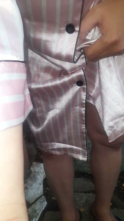 Satin Pajamas Dress Fetish Crossdresser Masturbation Cum | Clip 1