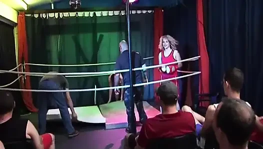 Neon Body Paint Orgy in Wrestling Ring with Curly Haired