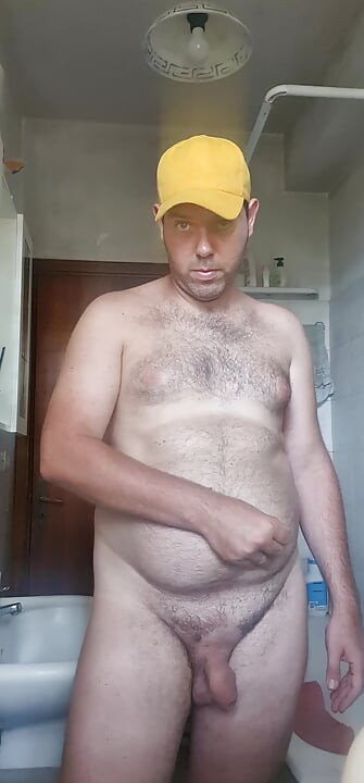 All naked with a yellow hat