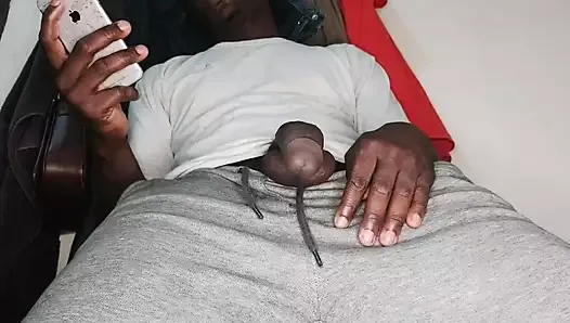 Huge Dick African Student Watches Porn and Jerking off in Uni Dorm