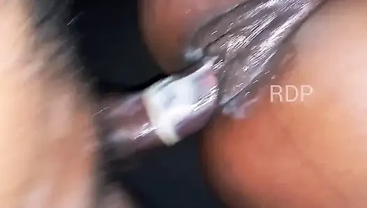 Teen College Girl Using Vibrator on Her Wet Juice Dripping Pussy While Fucking Her