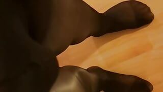 Ультра блестящие черные колготки - лифчик минетчера