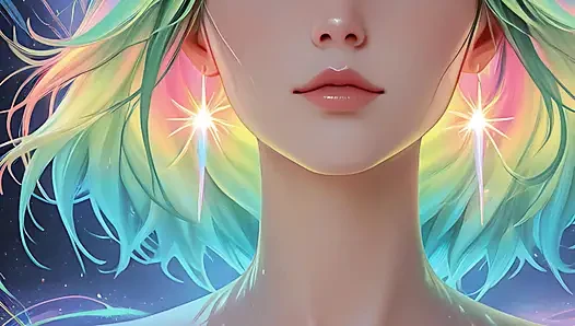 Slideshow slideshow si cantik neon kosmik dengan luminous eyes fantasy ai
