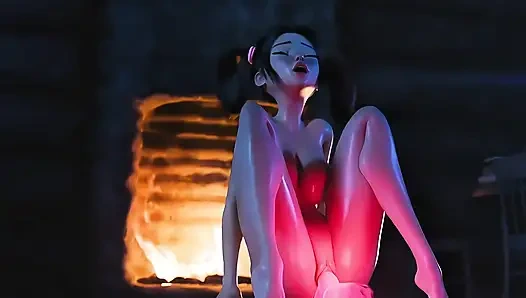 3D sex animation petite girl addict with ghost