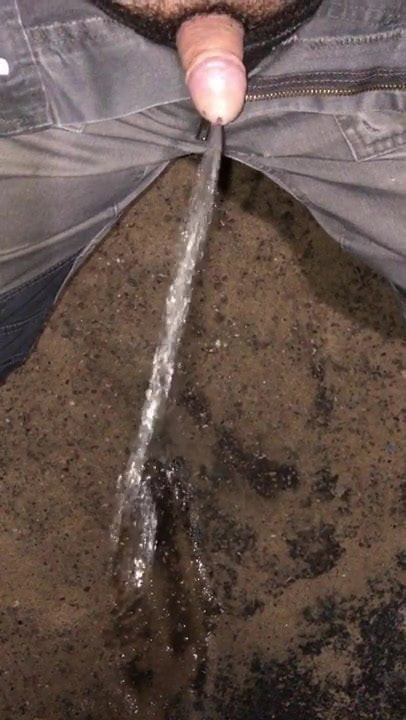 Cock out and pissing