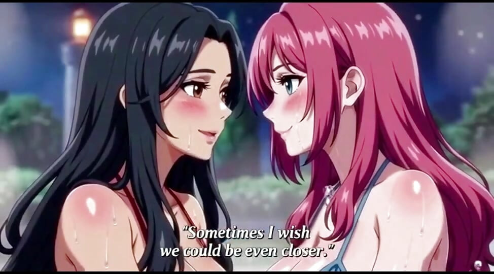 Stepmom and stepsister taking hot bath and pressing boobs