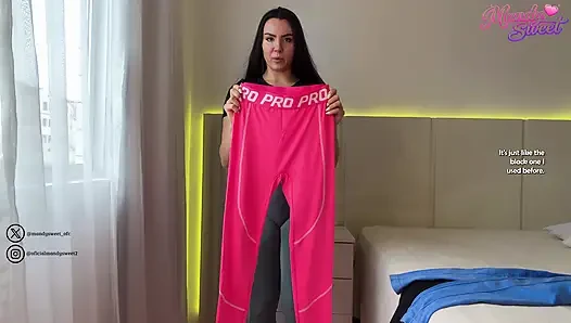 ASMR Pantat Besar Brunette Mencoba Legging Gym Baru