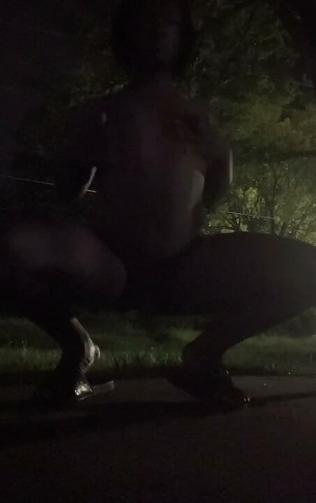 Fooling Around At Night Outside On The Sidewalk Fully Naked Part 1