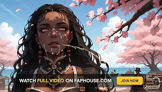 Die böse ebenholzgöttin gibt eine Kirschblüte DT am meer