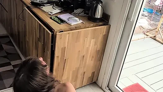 Horny Beautiful Cute Teenage Masturbation Shot from Above with Dildo and Blowjob