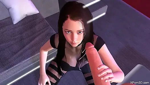 3d hentai futa x mädchen handjob & blowjob halsfick gesichtsfick