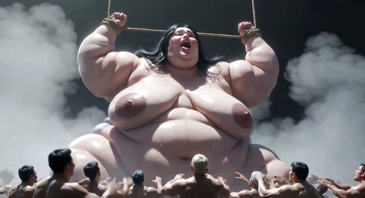 Giant SSBBW Tied up - Tiny Men Exploring Deep Inside Her Wet Cunt