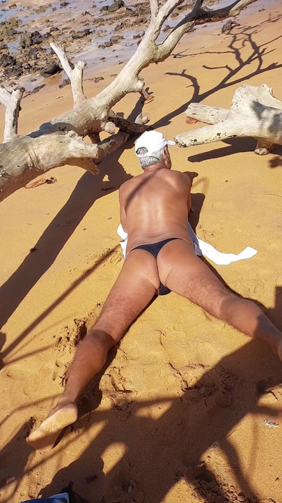 Ladysilva on the Beach Tanning Her Ass in Panties
