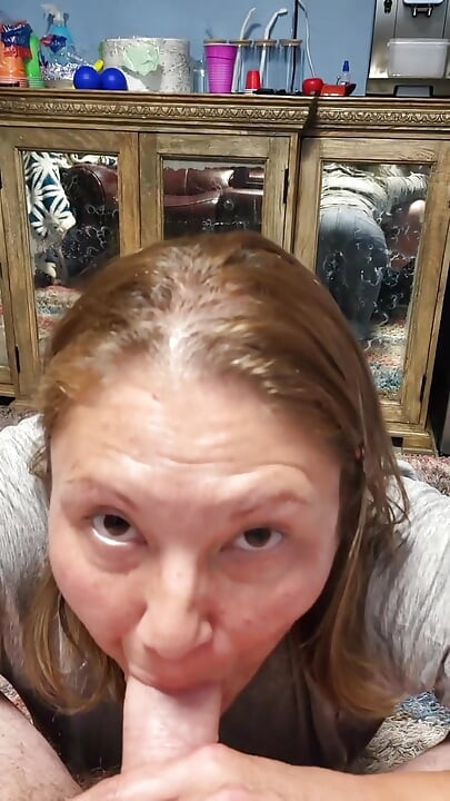 Dirty talking milf while sucking cock talks about why she likes sucking dick and how she wants guys lined up to for a blowjob