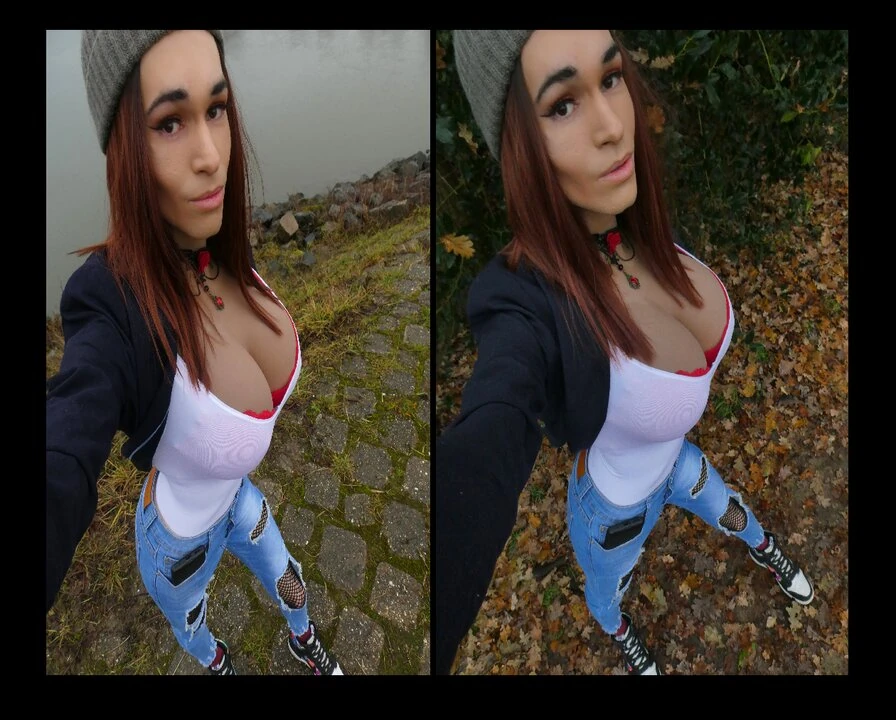 Sıcak crossdresser Aralık ayında yağmurlu bir sabah yürüyüşüne çıkıyor