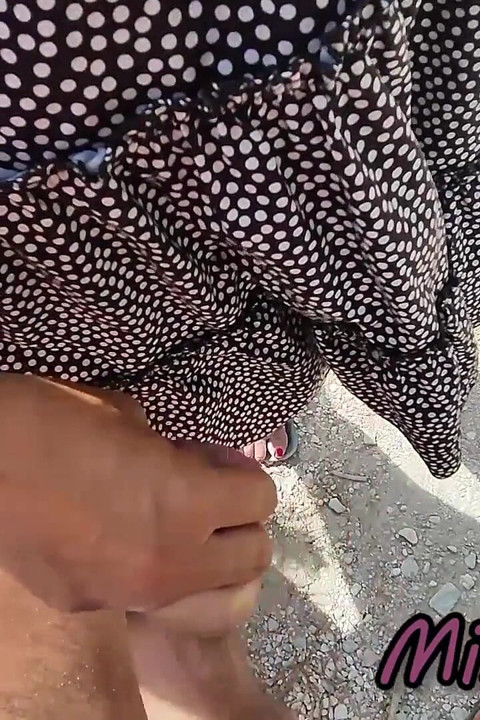 French MILF Blowjob Amateur on Nude Beach in Greece to Stranger with Cumshot - Misscreamy