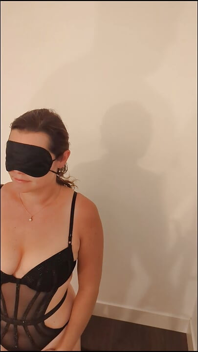 I find my submissive roommate in scantily clad clothes blindfolded