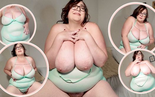 Busty BBW MILF Models Sheer Mint Dress