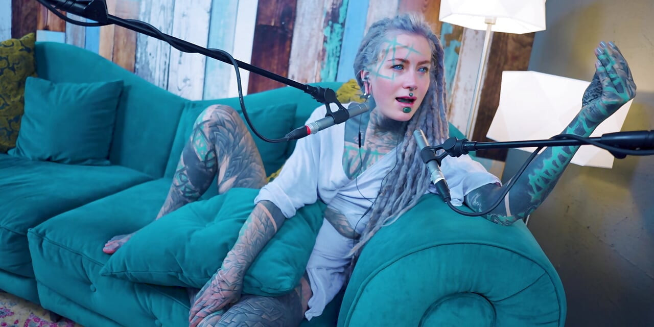 I talk about H - Happiness - ASMR podcast SFW talking goth skinny girl dreadlocks tattoo model inked girl