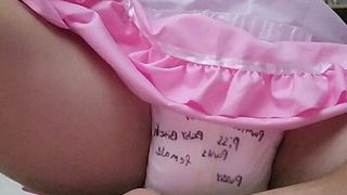 Katie The Sissy Diaper Girl Cums In Five Diapers And Uniform