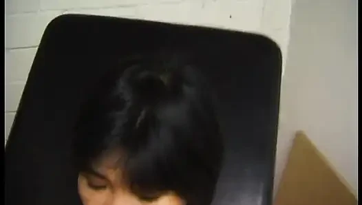 Asian whore receive two dicks
