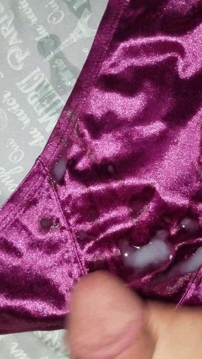 Cumming on satin thong!