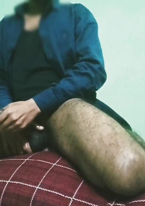 Indian black fat cock native boy masturbating with his cock.