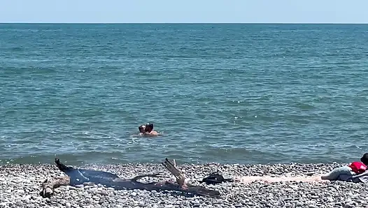 Horny guys have sex on the beach - cums multiple times in a twink's hole