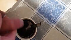 Masturbate cumshot in coffee