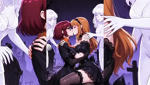 Yapay zekalı lezbiyen süper sürtükler - dil öpüşen grup seks