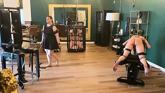 Piss Drenched Bound Slaves in Dominatrix Dungeon