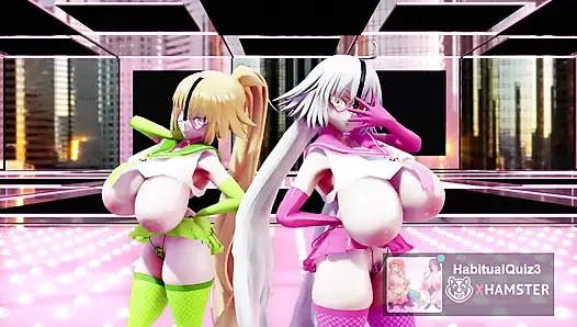 mmd r18 FGO MMD Two Jeannes portray a paranoid girl with a cell phone 3d hentai ahegao milf