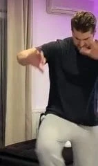 Huge bulge in grey trackies