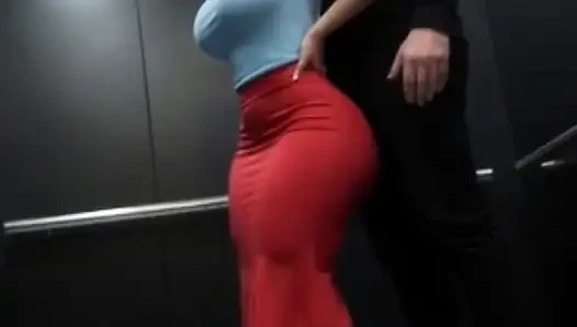 Stepdad Pressing His Petite Big Ass Stepdaughter in the Elevator