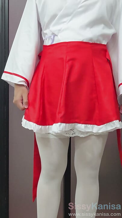 Sissy Kanisa Short Skirt Miko Cosplay Ep1: Get Dressing