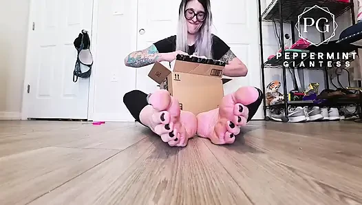 67 Tall Giantess Barefoot Plushie Crush: Size 16 Toes Tear Open & Empty Fluff