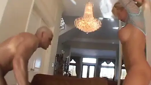 Sexy blonde MILF has a thick cock stretching all her fuck-holes