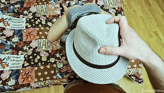 Amateur cock sucking and hard doggy from the girl in a hat