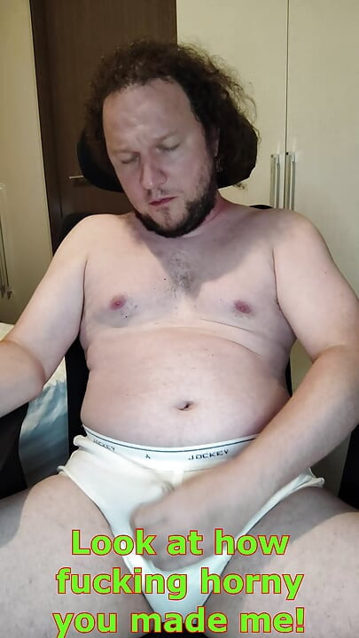 Verbal tease and cum in white Jockey Y-front full rise briefs