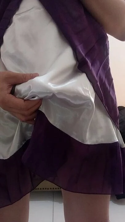 Satin Chiffon Dress Get Pissing and Cum Rag