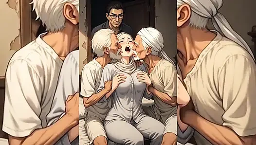 Tesettürlü Müslüman kızlar çirkin şişman edepsiz yaşlı erkekler tarafından aşağılanıyor ve perişan ediliyor - sıkılıyor, öpülüyor, sert sikiliyor bölüm 2